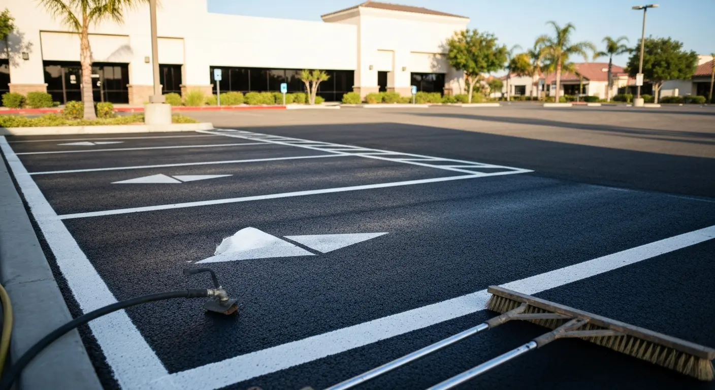 Commercial parking lot seal coating