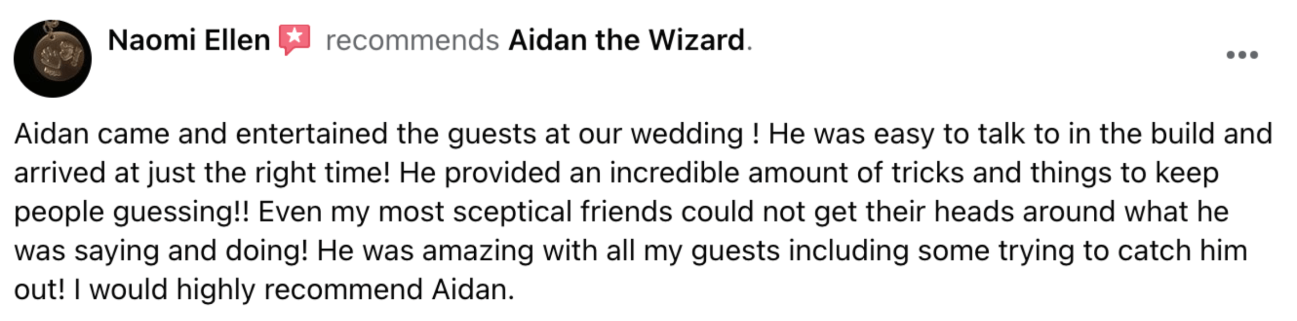 Screenshot of a five-star Google review from a couple after their wedding