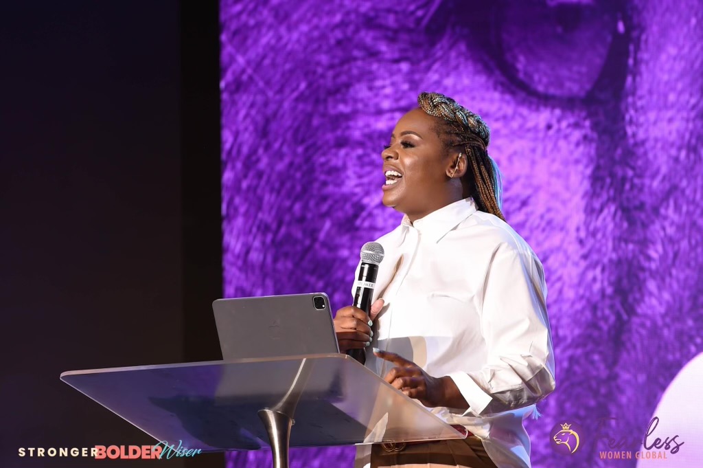 Sophia Ruffin speaking and teaching at the lectern
