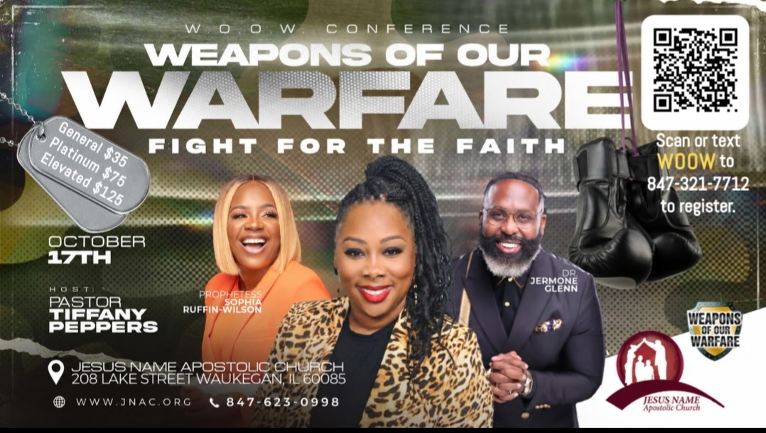 Weapons of Our Warfare October event flyer featuring Sophia Ruffin