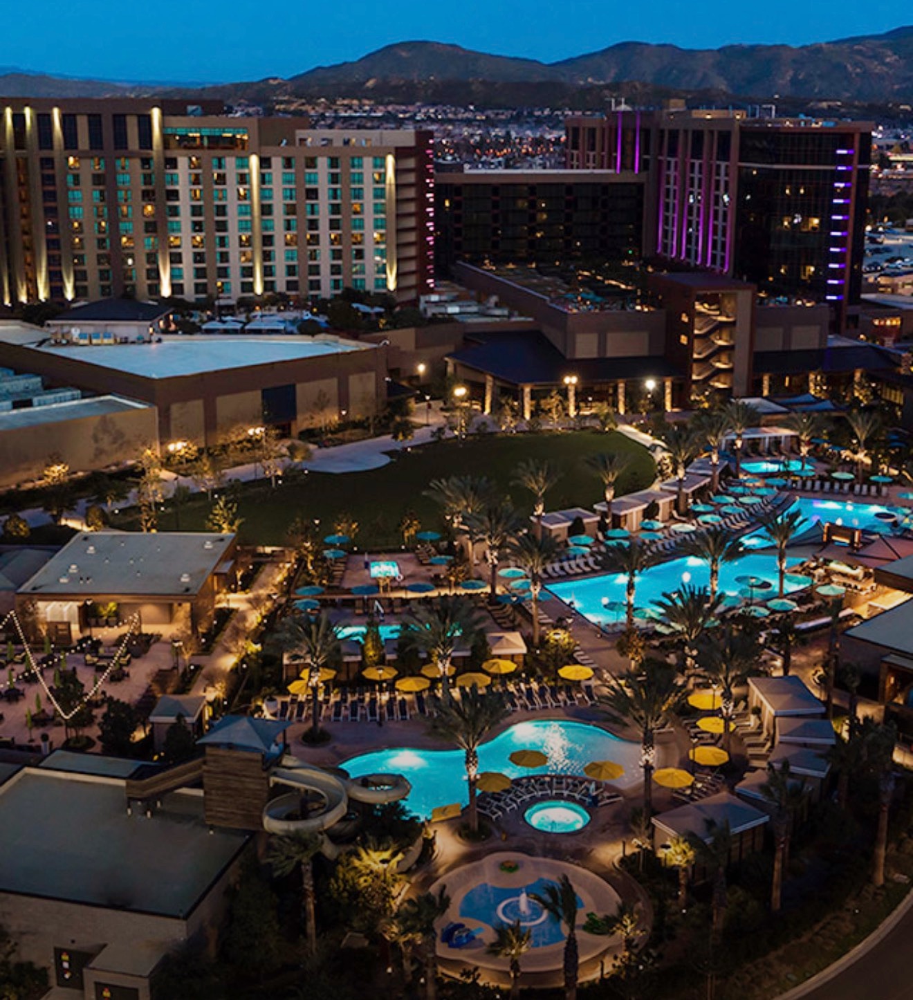Pechanga Resort pools at night