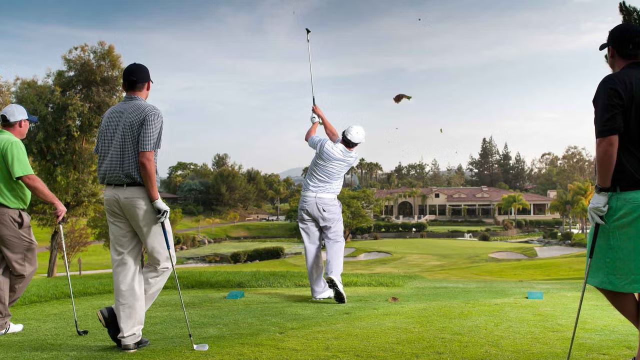 Golfer on par 3 tee box