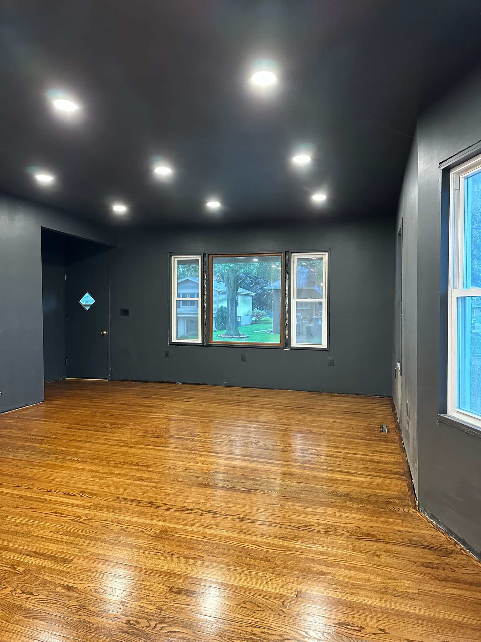 Finished hardwood flooring installed by Envision Builders in the Illinois Valley