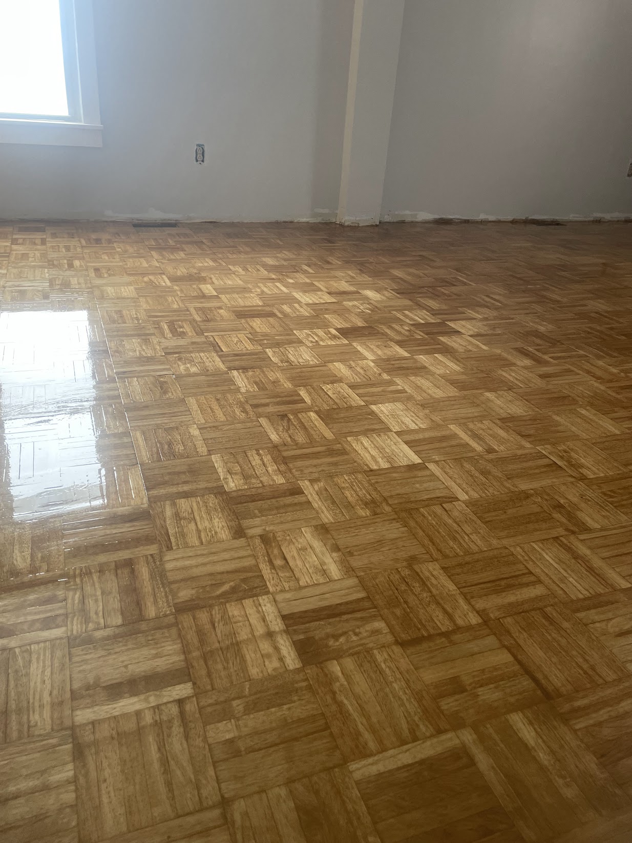 Finished specialty hardwood flooring installed by Envision Builders in the Illinois Valley