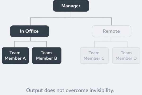 Split visual showing a leader focused on dashboards and metrics on one side and in person team observation and conversation on the other. Split visual showing a leader focused on dashboards and metrics on one side and in person team observation and conversation on the other.