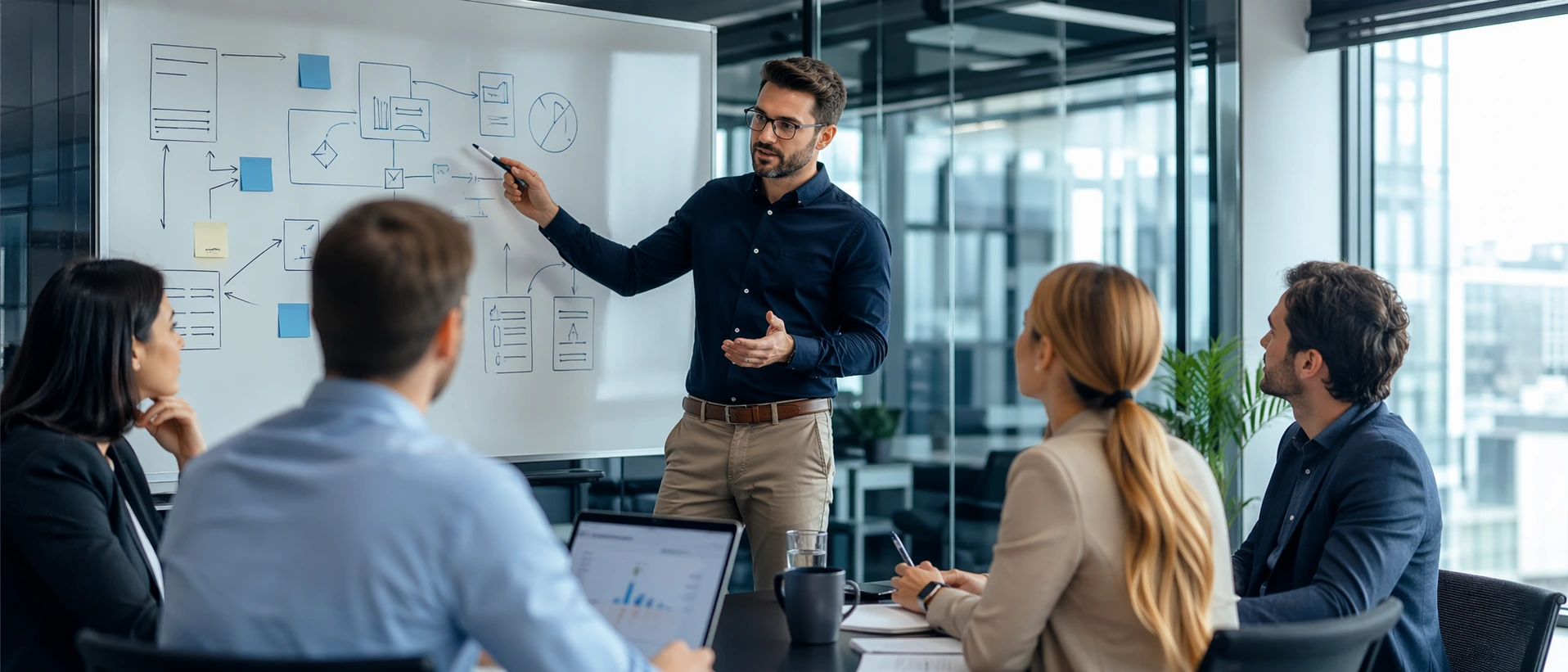 Collaborative meeting in a modern office