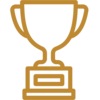 Gold trophy icon representing excellence in coaching and achievement in career growth.
