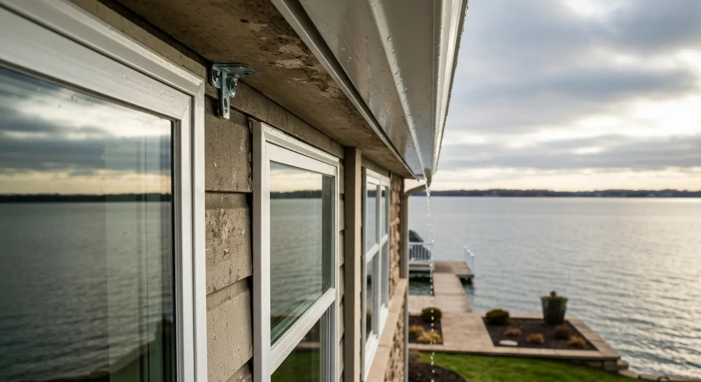 Waterfront home window installation
