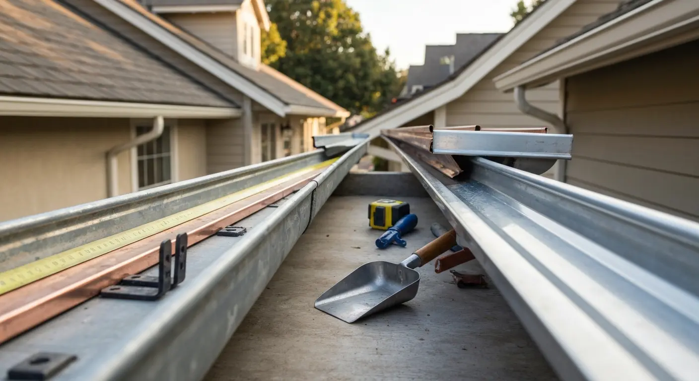 Gutter repair service on damaged gutter section