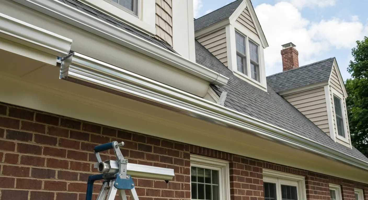 New seamless gutter system installation