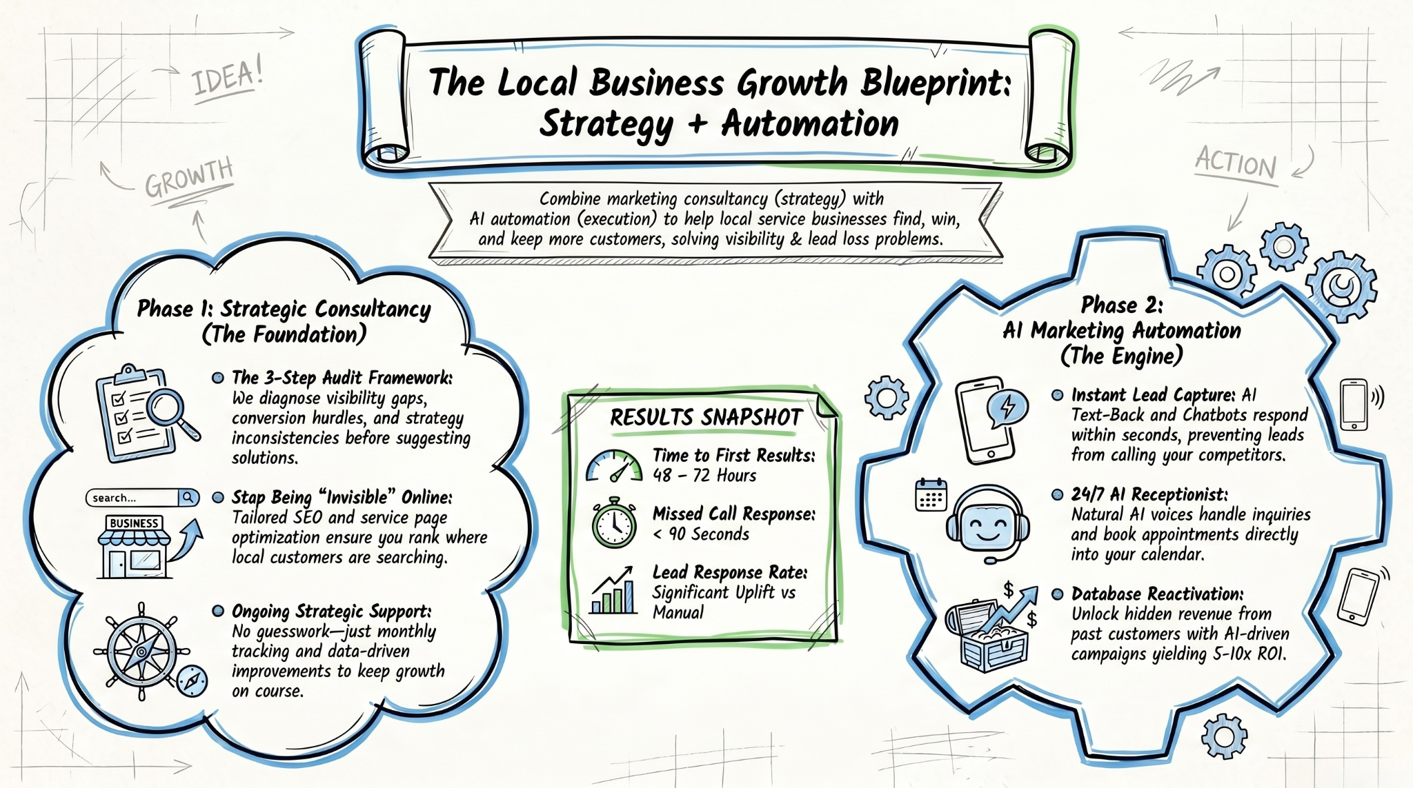 The Local Business Growth Blueprint — Strategy and Automation: combining marketing consultancy with AI-powered lead capture and sales automation for local service businesses