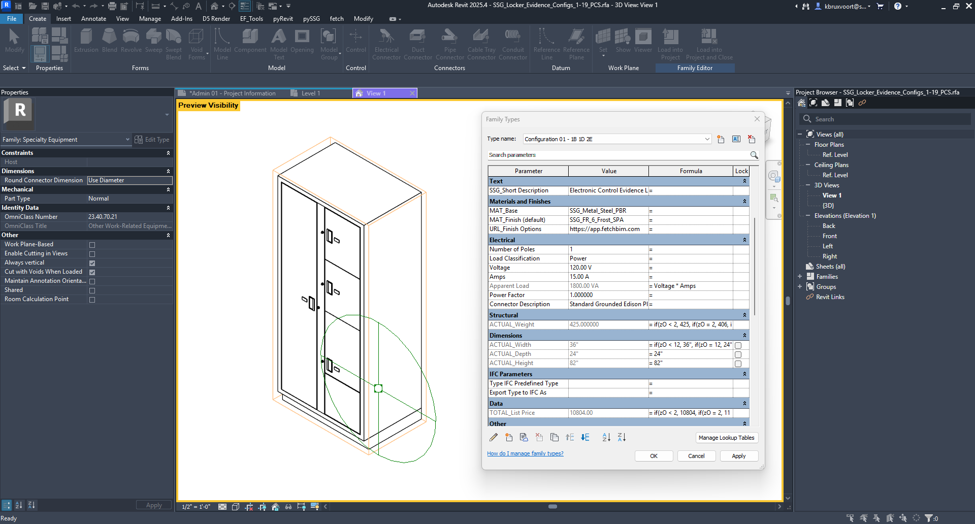 Revit parameters list with consistent shared parameter names.