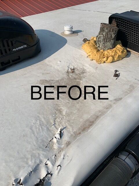 RV roof before repair project one