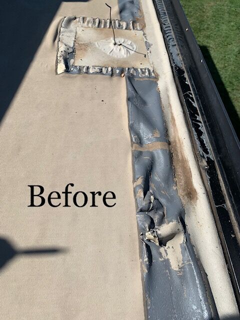 RV roof before repair project three
