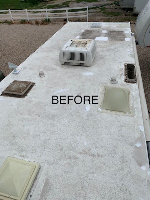 RV roof before repair project four