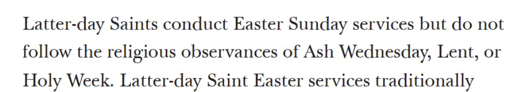 Easter on LDS church website