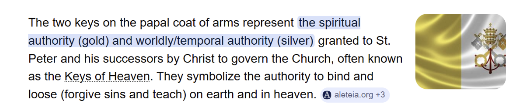 Two keys of papal coat