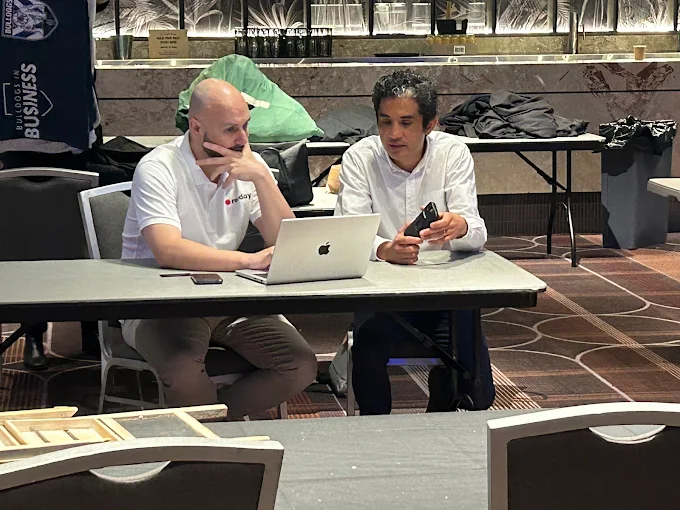 Noah working with client