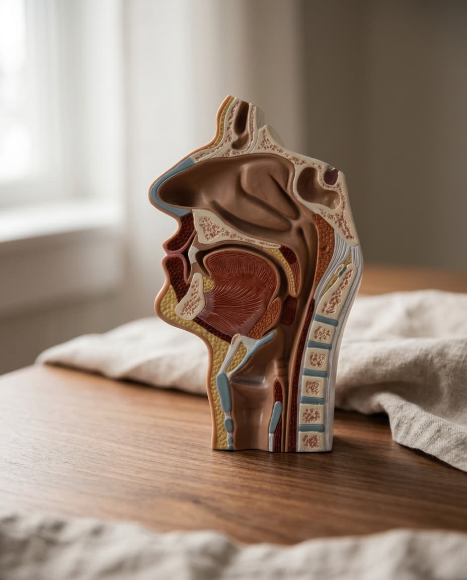 Sagittal anatomical model of the nasal airway and cranial structures