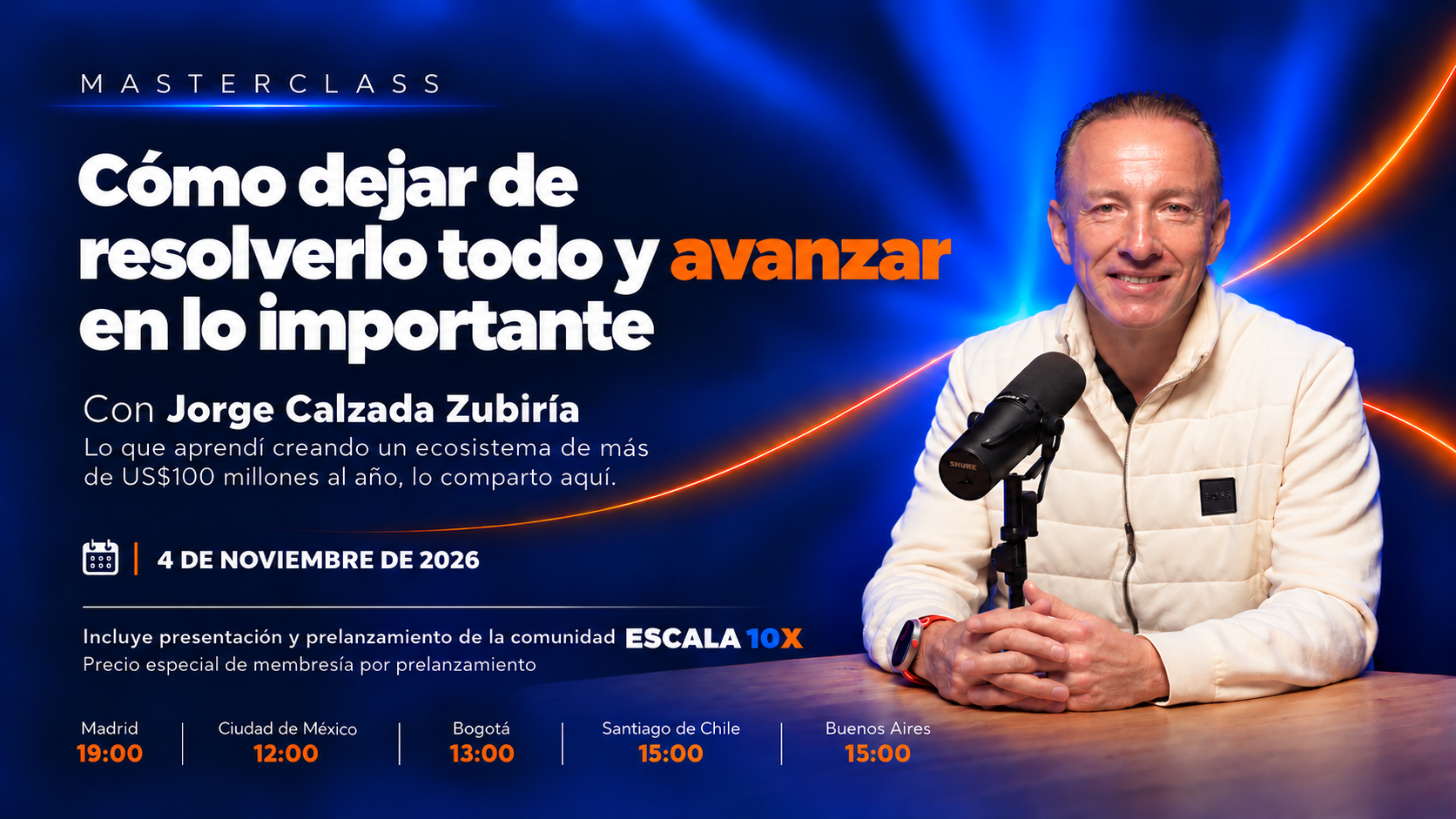 Masterclass con Jorge Calzada: Deja de apagar incendios y avanza en lo que siempre pospones. 4 de noviembre.