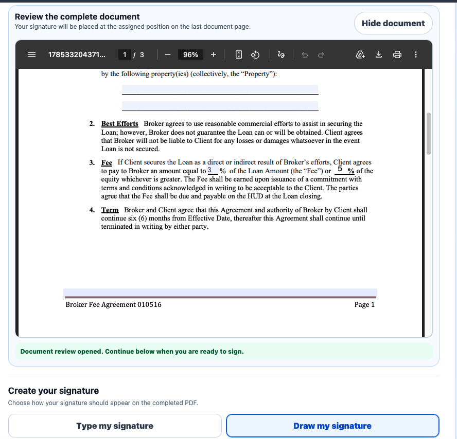 LYNDIFY typed or drawn electronic signature workflow