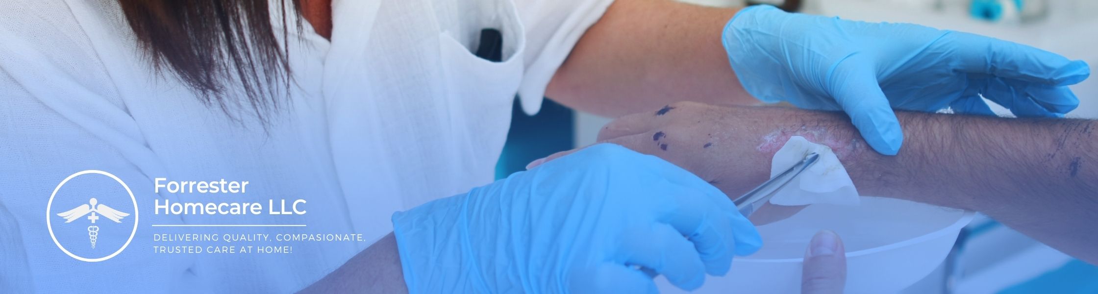 This involves clinical oversight and professional medical management for wound care and dressing changes