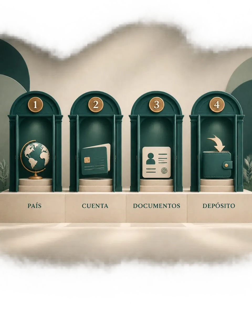Las 4 Puertas: país, cuenta, documentos y depósito