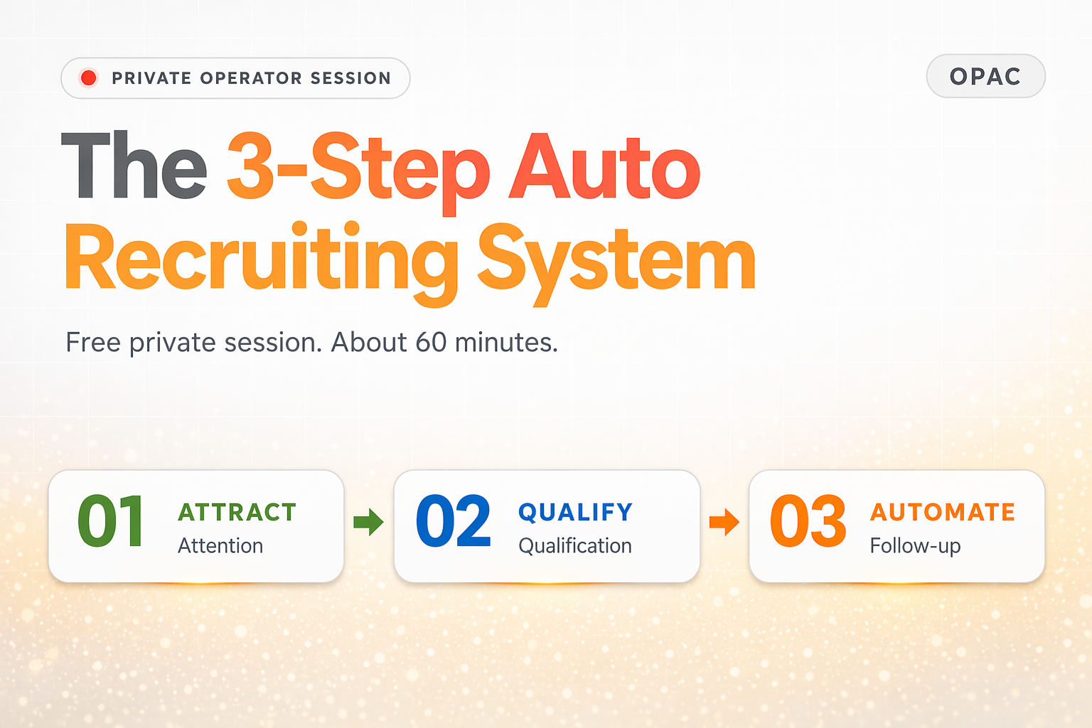 The 3-Step Auto Recruiting System | Private Operator Session by OPAC