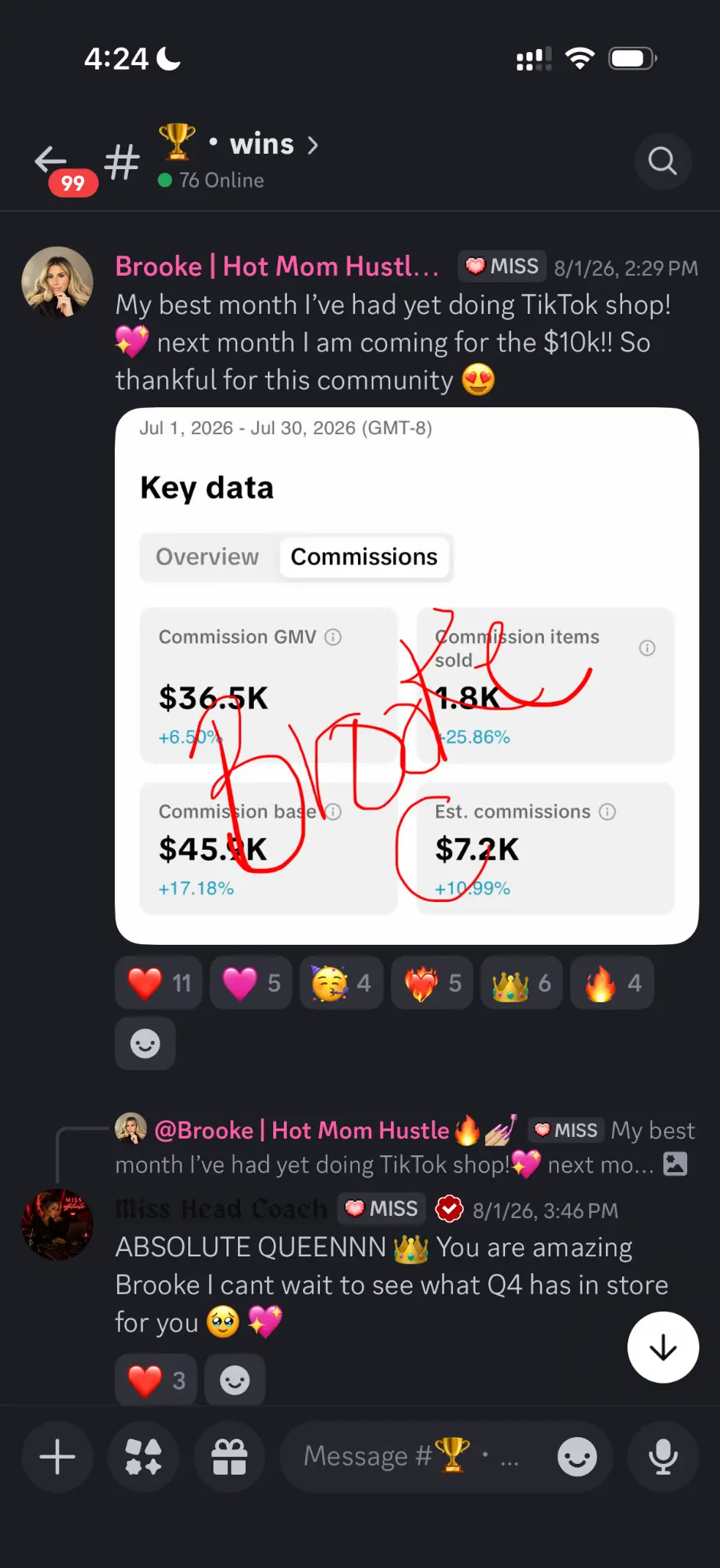Miss Affiliate student Brooke TikTok Shop result: $45.9K in sales (GMV)