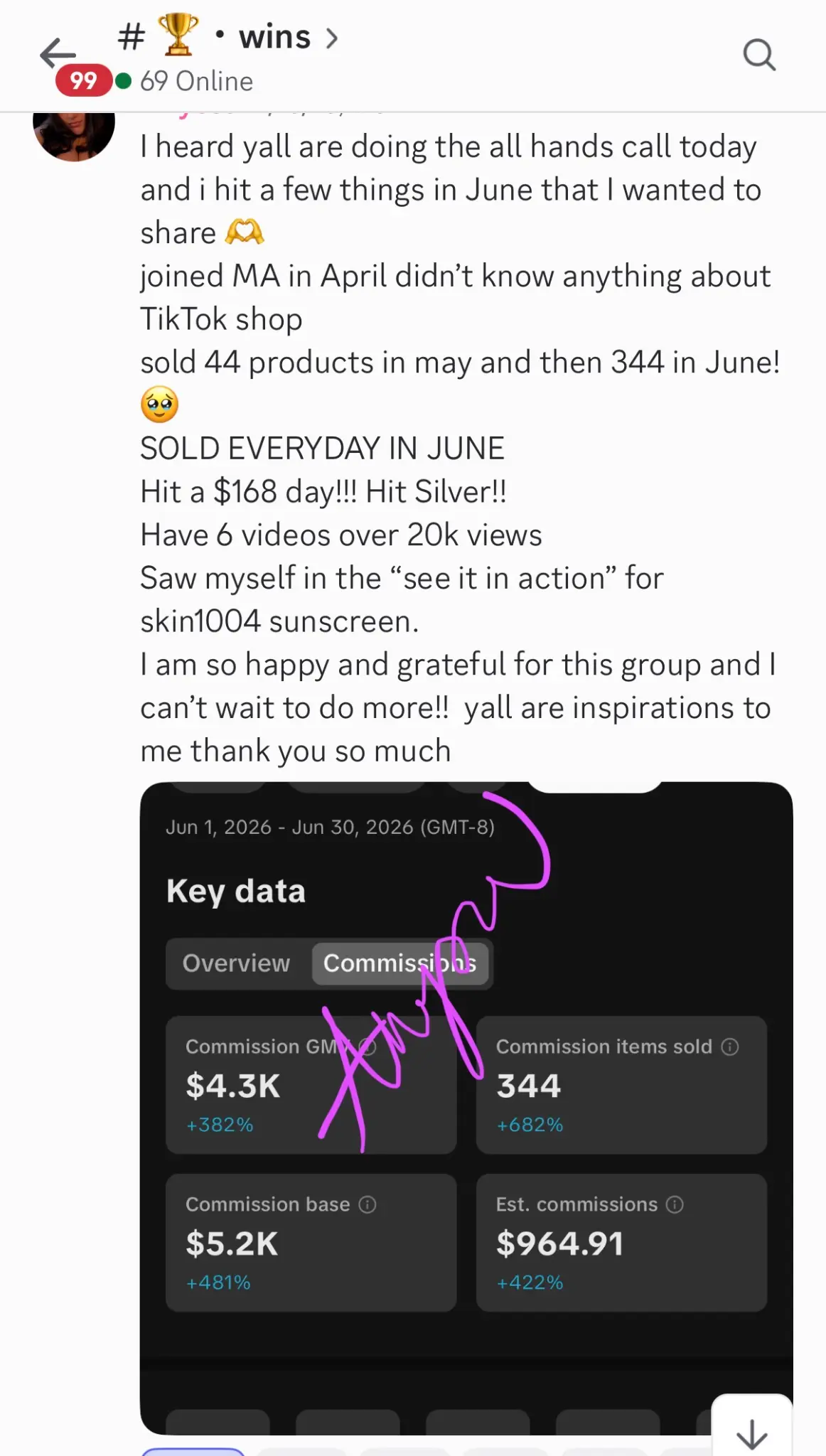 Miss Affiliate student June Silver TikTok Shop result: $5.2K in commission