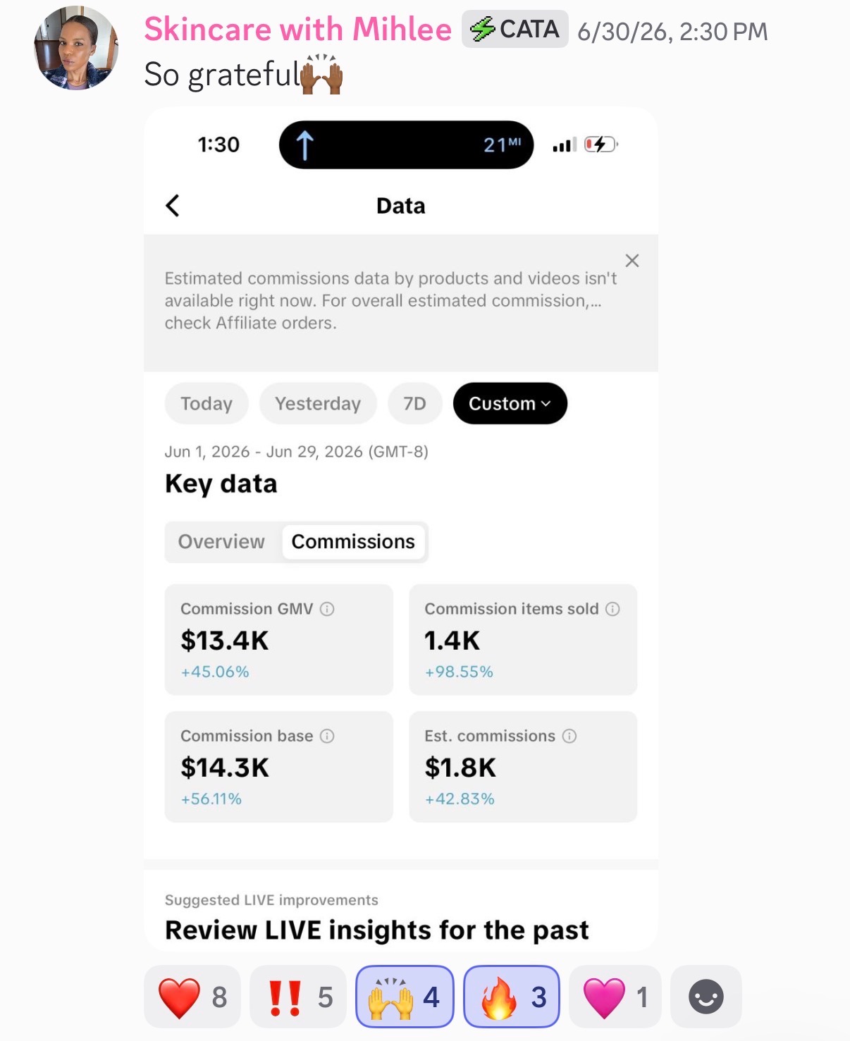 Miss Affiliate student Mihlee TikTok Shop result: $14.3K