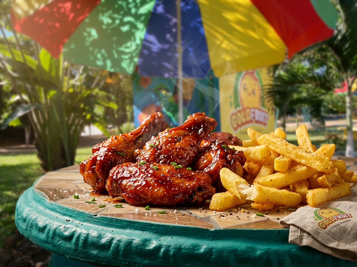 Alitas con papitas 6 piezas Gold Fruit