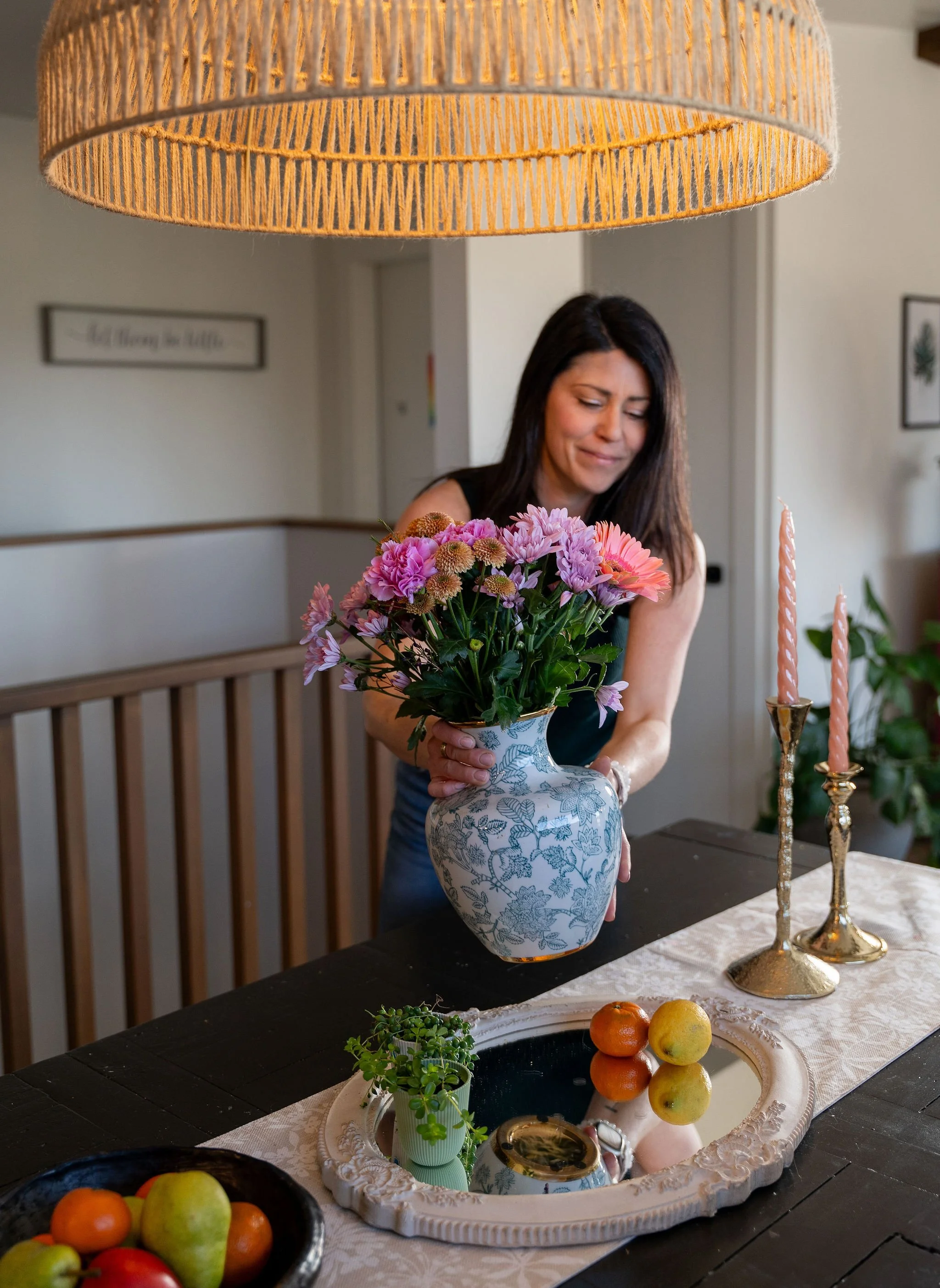 Andrea arranging flowers