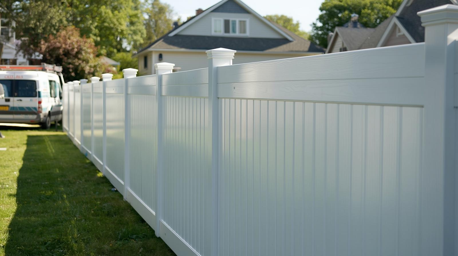 Experienced fence contractor measuring yard for new fence installation in Northern Illinois