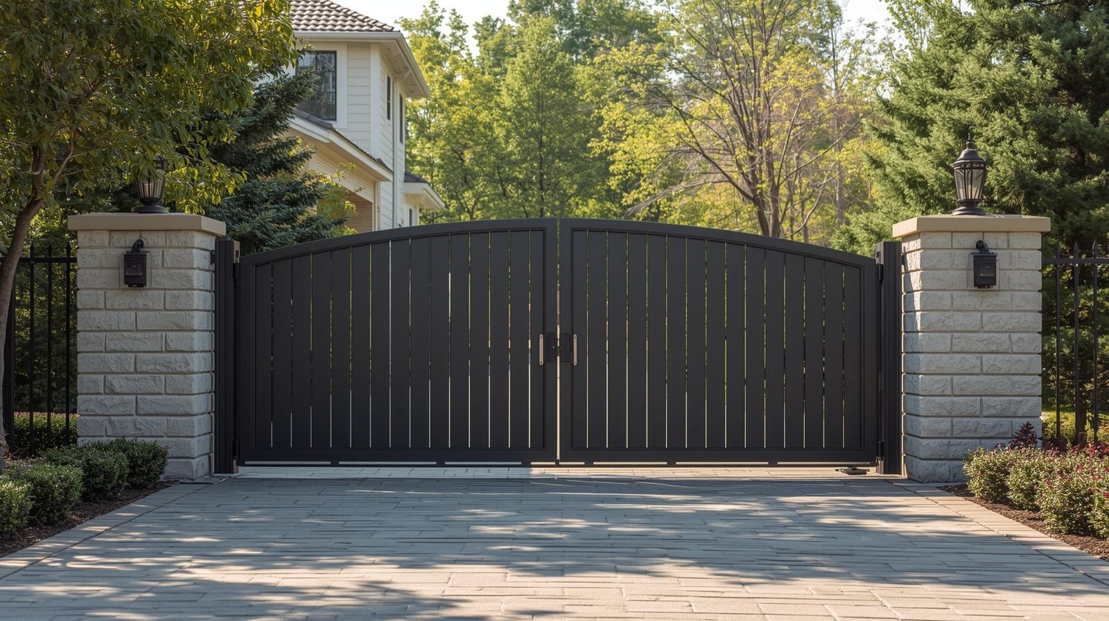 Automatic security gate system installed at commercial property entrance in Northern Illinois.