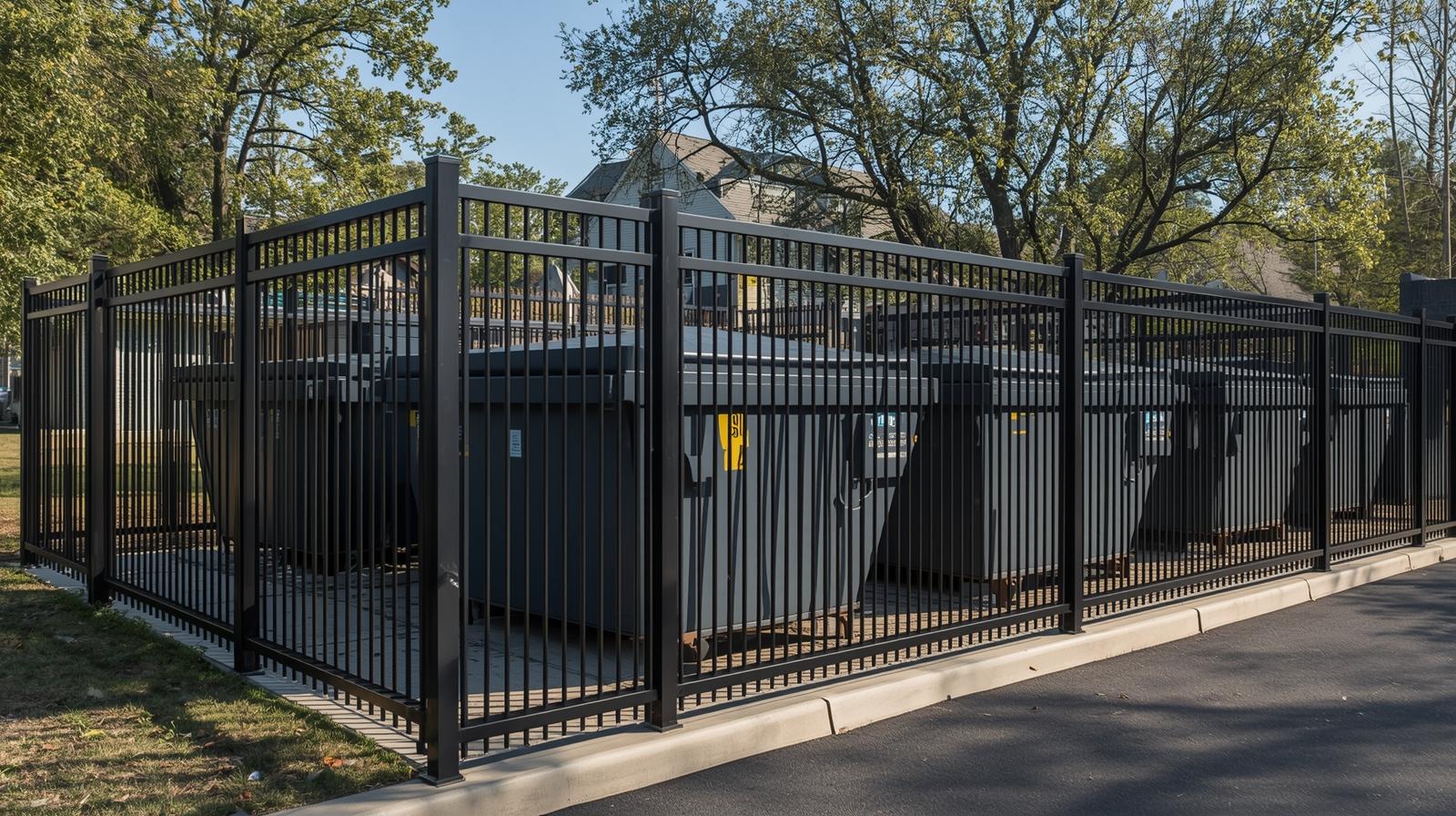 Commercial dumpster enclosure with fencing in Rockford IL meeting city requirements.