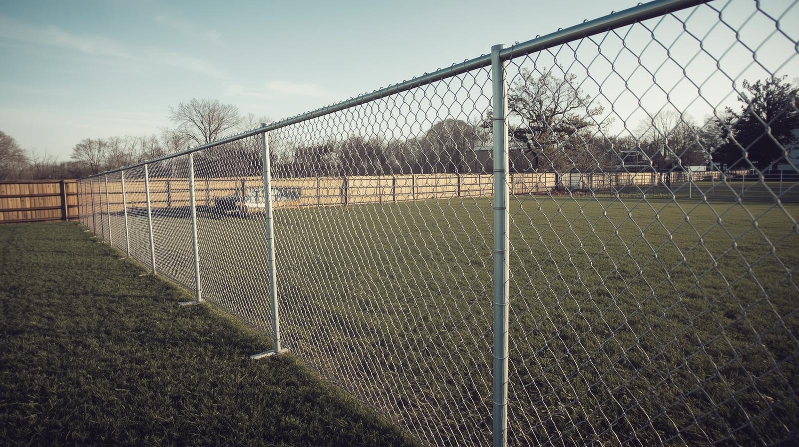 Commercial fence contractor installing perimeter fencing in Northern Illinois.