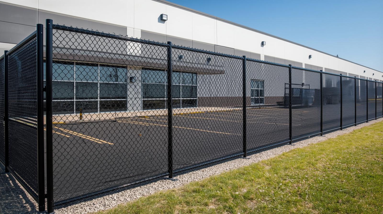 Commercial fence installation project in Rockford IL around business property. Commercial fence installation project in Rockford IL around business property.