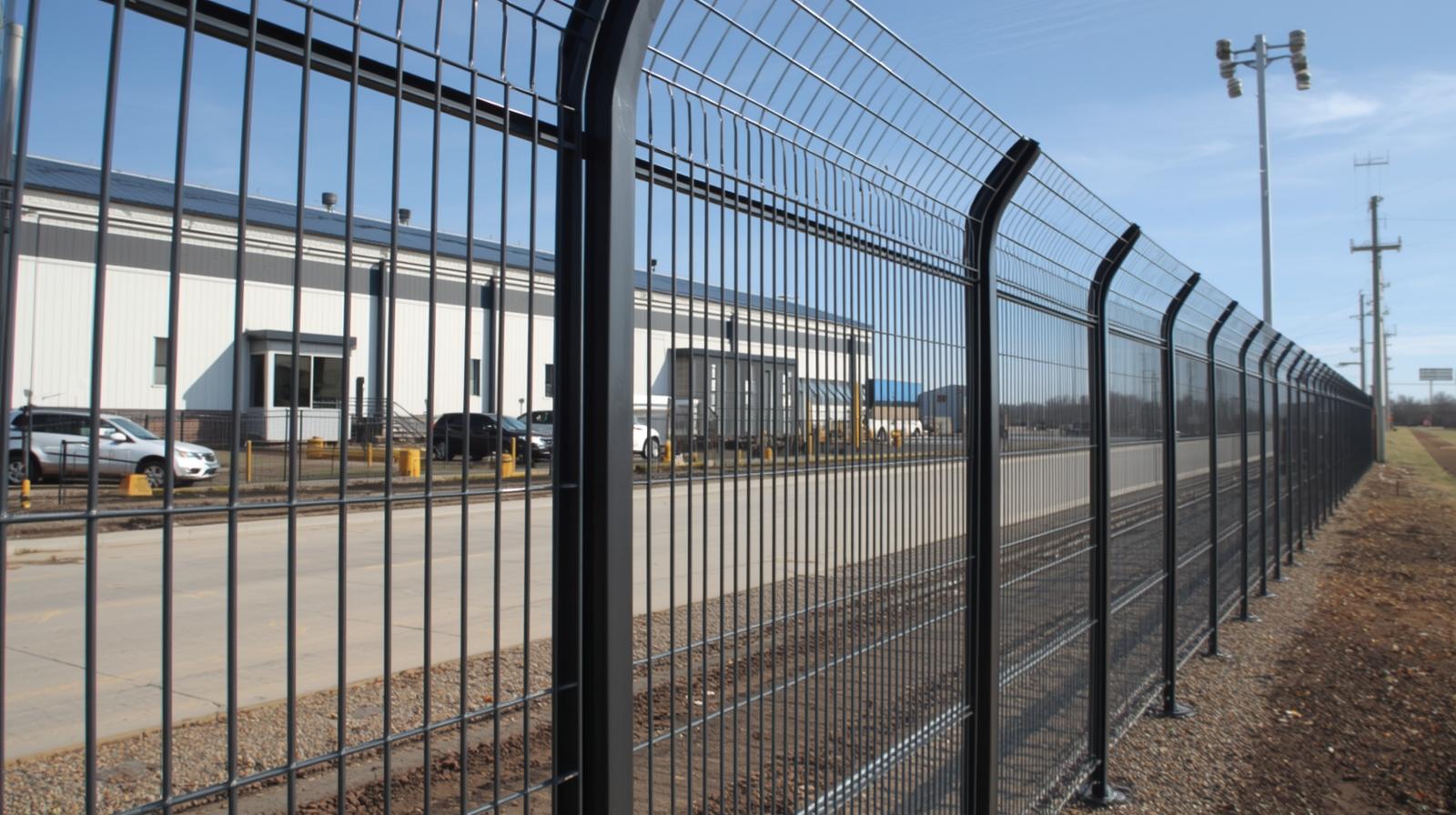 Industrial anti-climb security fence installed in Machesney Park IL around commercial facility.