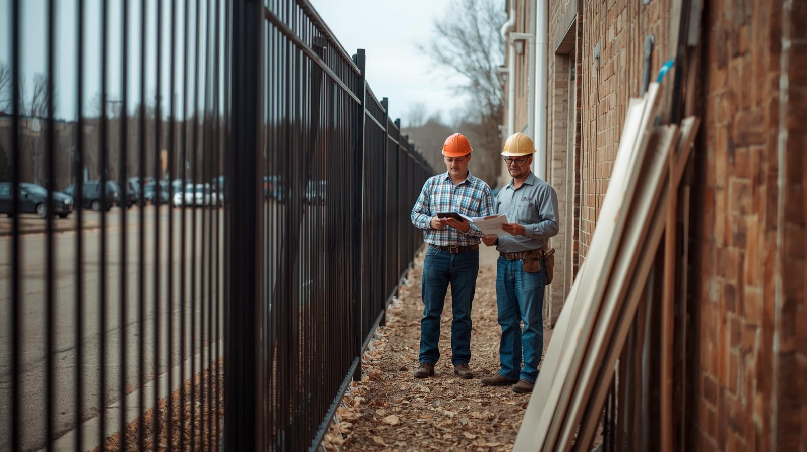 Fence contractor installing commercial fence in Rockford IL.