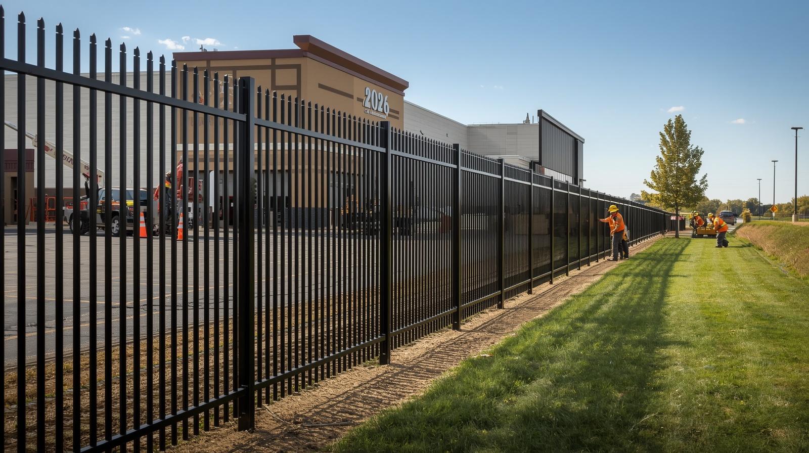 Commercial fence installation in Mount Carroll IL showing compliance with zoning rules.