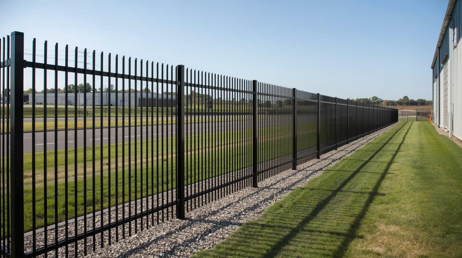 Commercial fence installation in Dixon IL showing site planning and compliance.