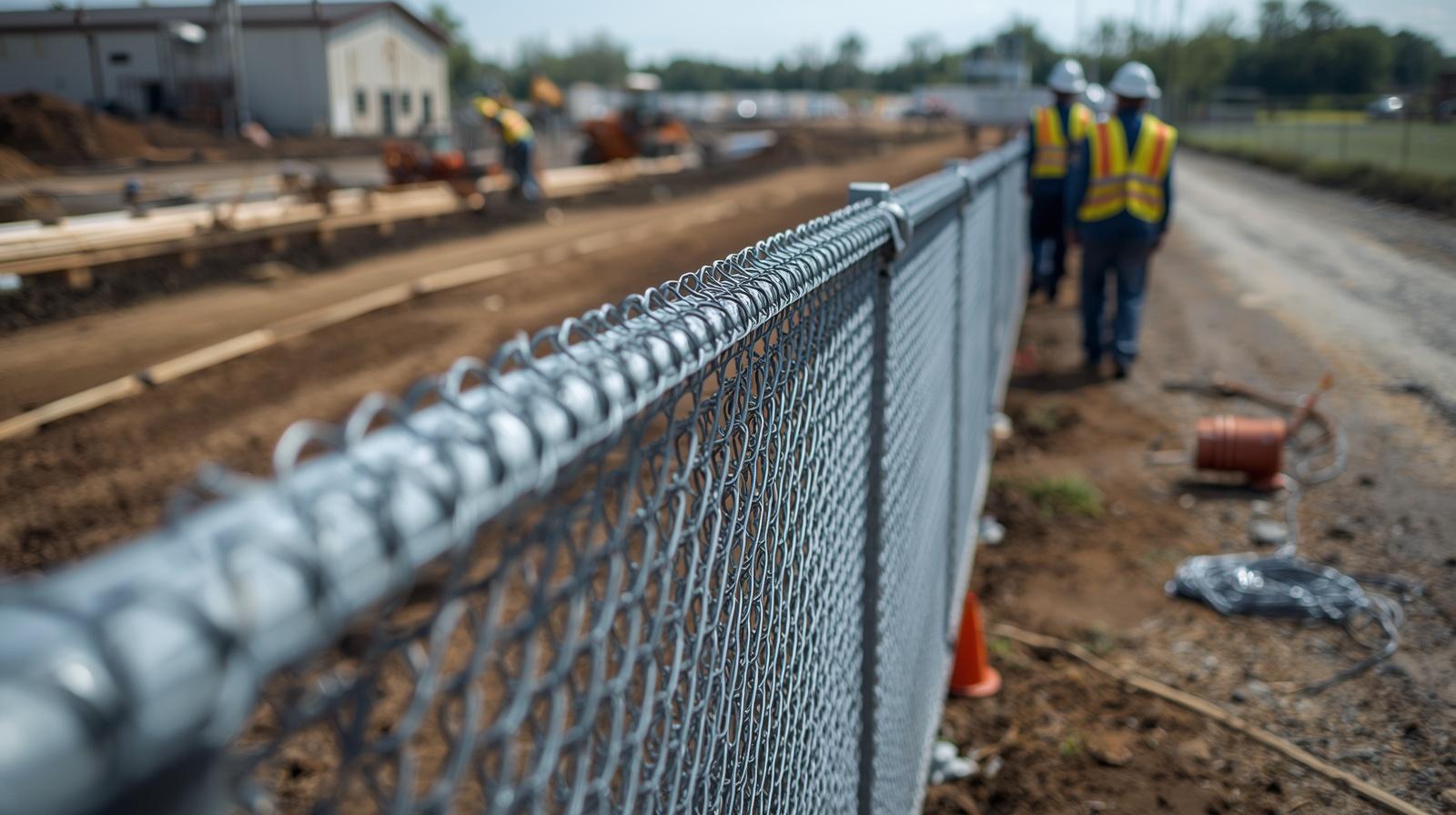 Commercial fence installation around business property in Huntley IL.