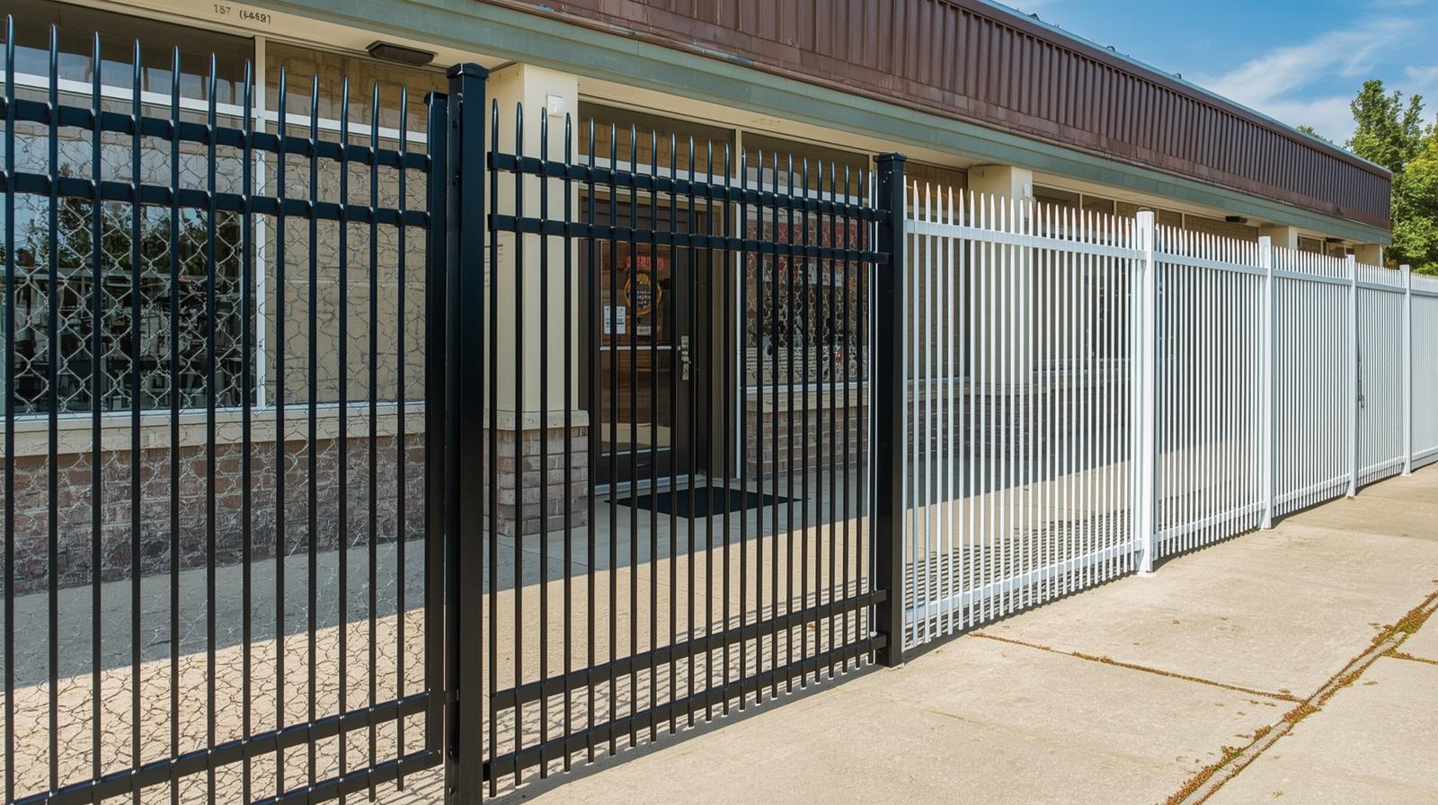 Security fence installed around commercial property in Huntley IL.