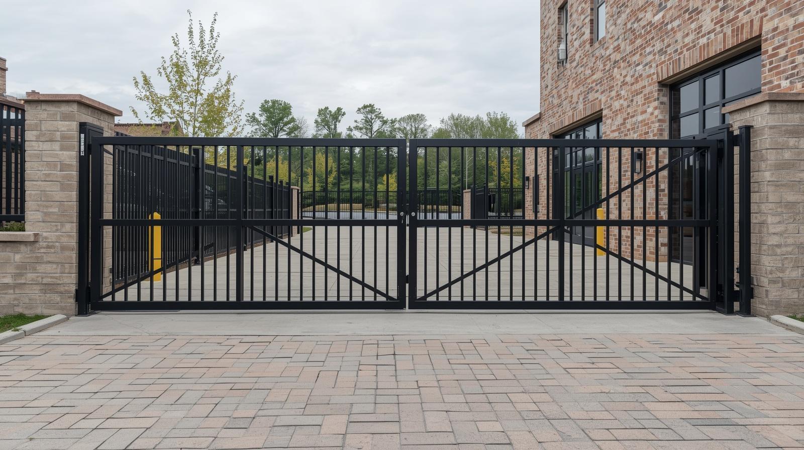 Automated commercial gate with operator system in Huntley IL business property.