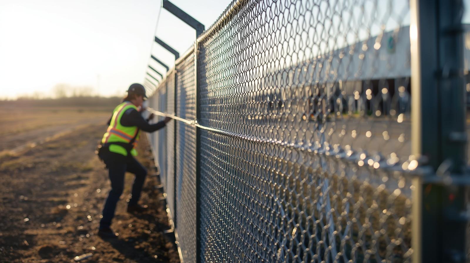 Commercial fence installation around business property in Winnebago IL.
