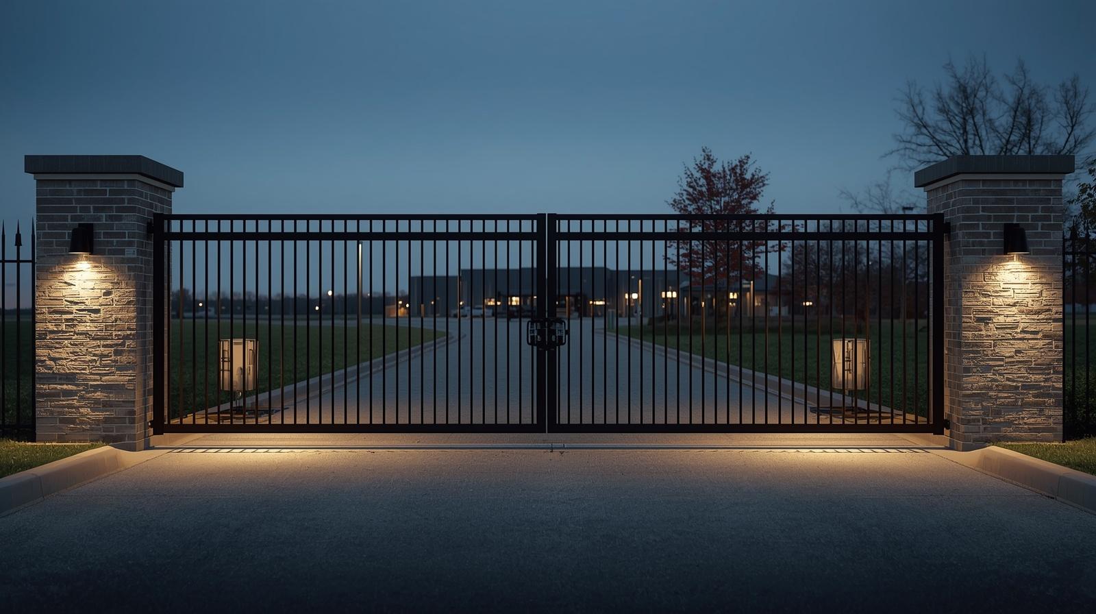 Automated commercial gate installed in Winnebago IL business property.