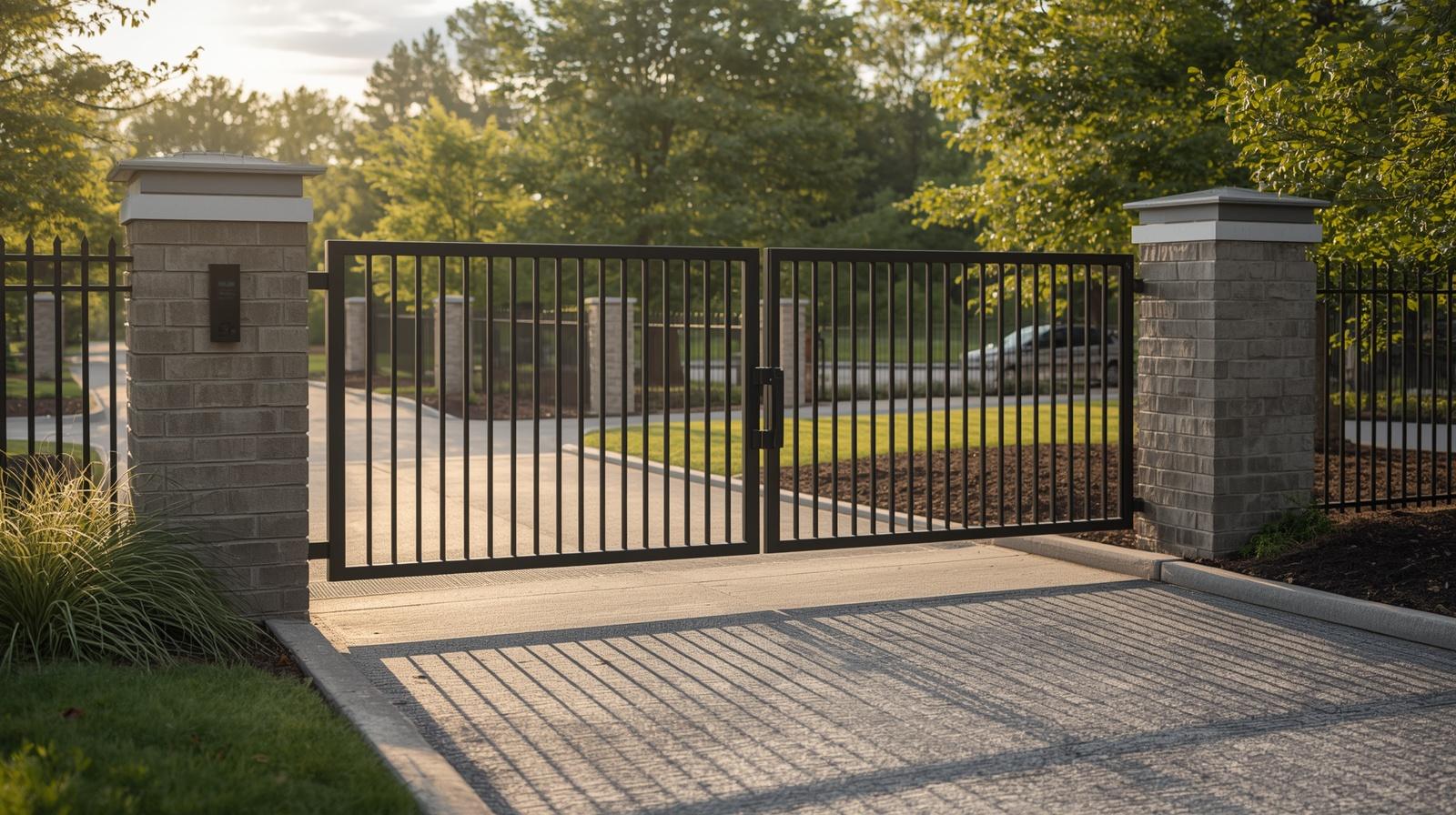 Automated commercial gate system installed at business property in Marengo IL.