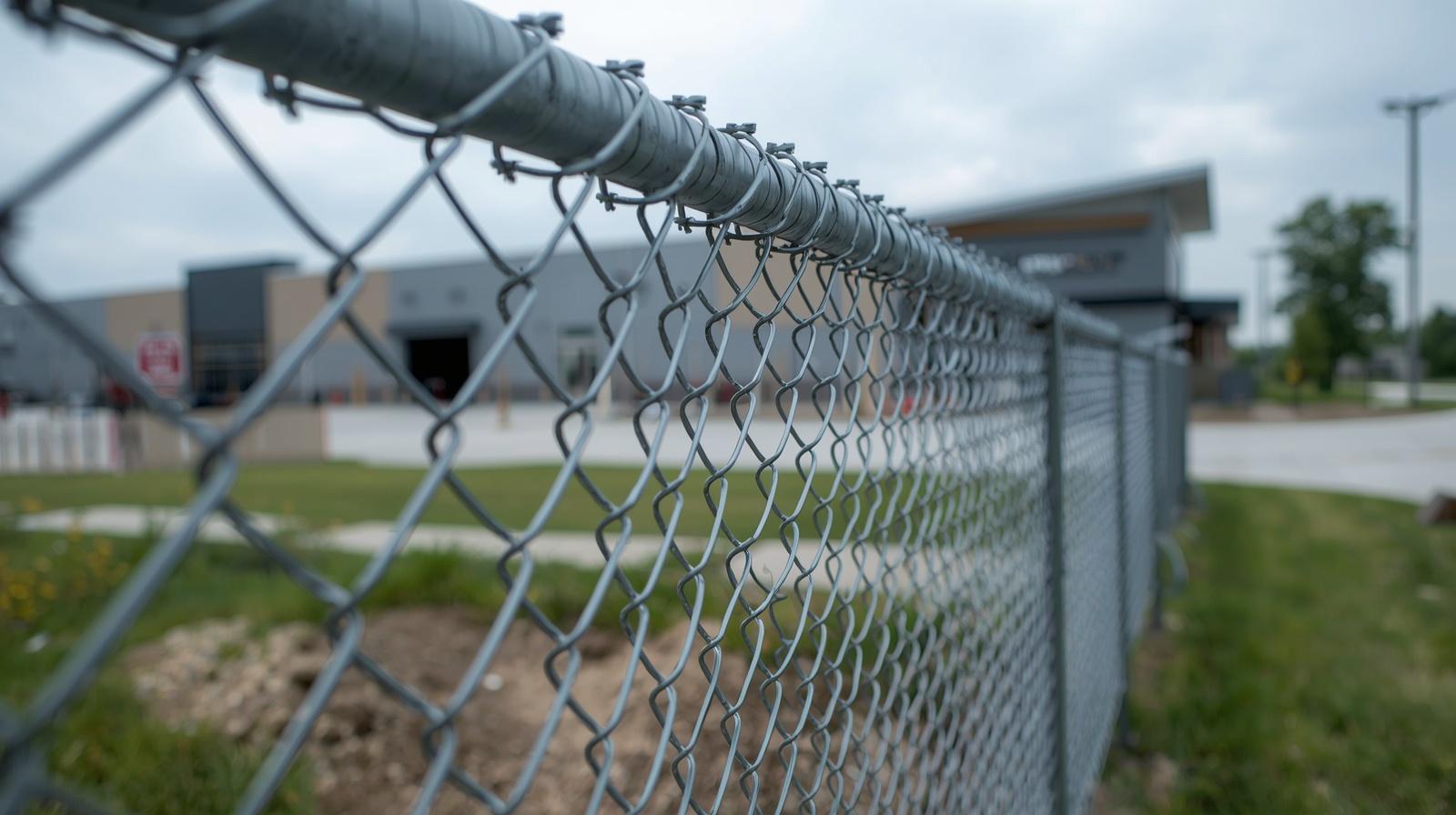 Commercial fence project in Poplar Grove IL showing compliance and zoning.