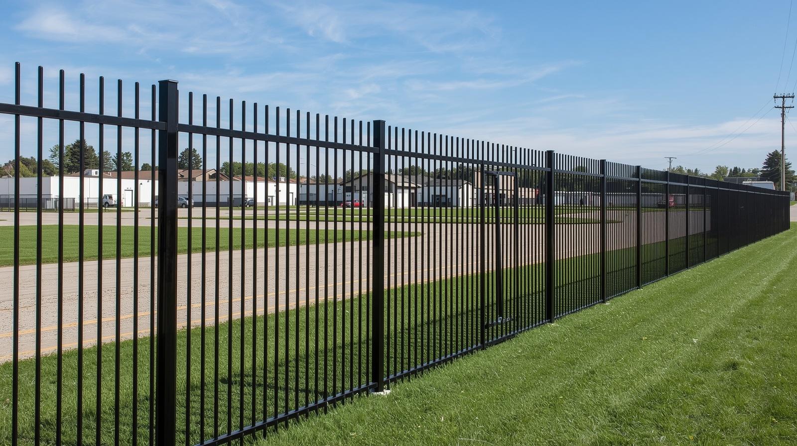 Commercial security fence installed around local business property in Rockton IL. Commercial security fence installed around local business property in Rockton IL.